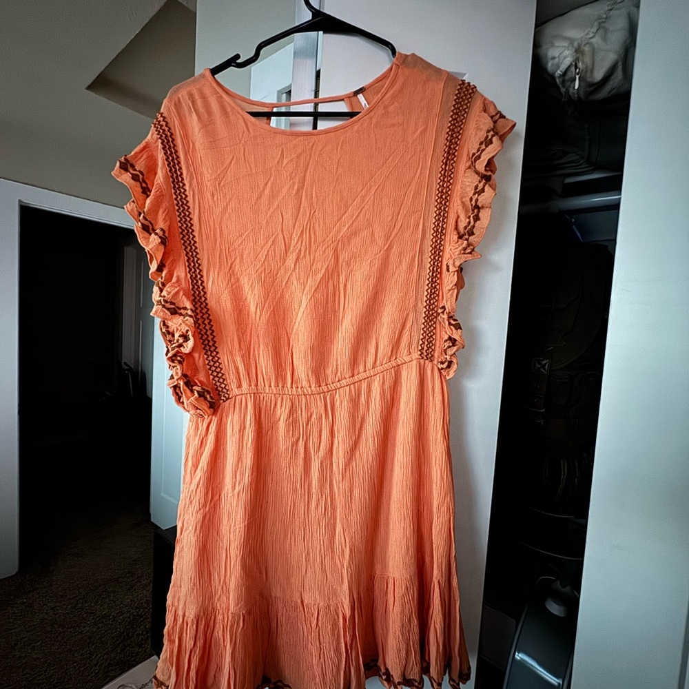 Free People Coral Ruffle Dress
